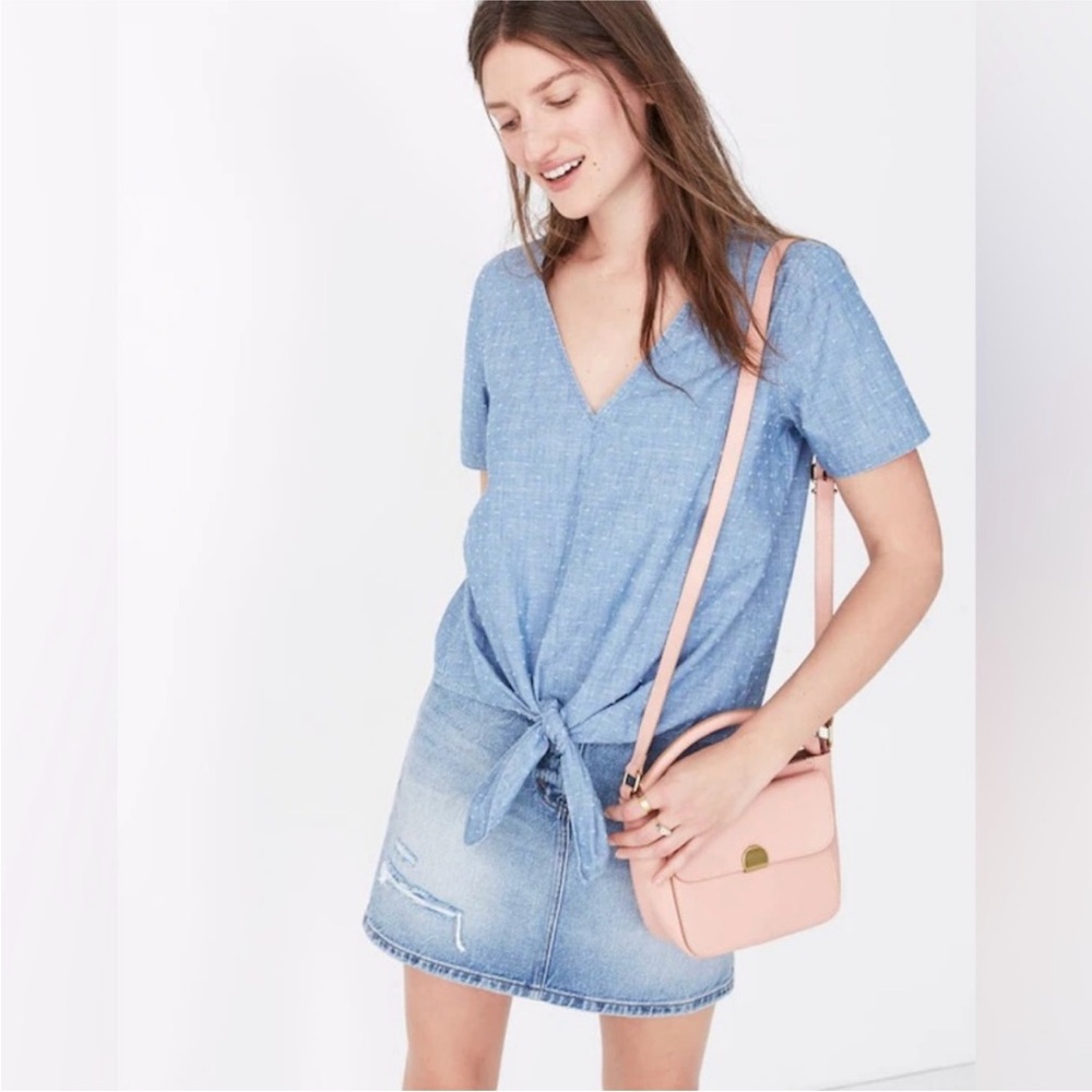 Madewell Chambray Novel Tie-Front Top